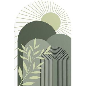 DEQORI Wandbehang, rond, zelfklevend, 100 x 150 cm, lichtspel van de natuur, textielcanvas, verwijderbaar, decoratief en vormvast, voor woonkamer, kantoor, hal of kinderkamer