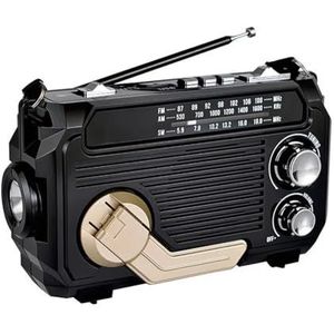 Lbvzxkad FM AM SW Radio Solar Opladen Noodradio's Ontvanger Hand Crank Bluetooth 5.2 Ondersteuning TF USB Zwart
