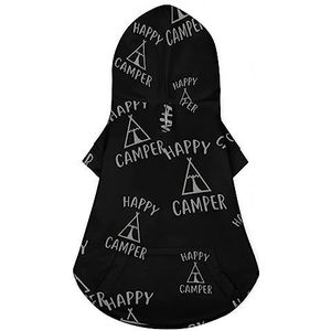 Happy Camper Hoodie voor honden, winter, hondenjas, schattige hondenjas, bulldog, teddy mopshond, puppykleding, XL