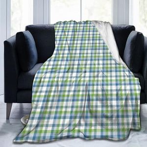 ZHINIANPO Blauw en groen tafelkleed geruite super zachte warme deken mode bedrukt alle seizoenen bank warme deken 200 x 152 cm