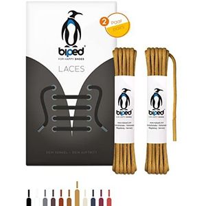 biped LACES 2 paar gewaxte veters rond - gemaakt van katoen ø 3 mm - scheurvast - premium schoenveters voor leren schoenen en werkschoenen z2915(#46 camel,45 cm)