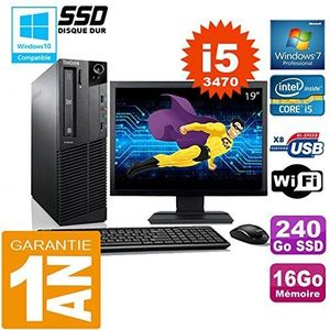 Lenovo PC M92p SFF Core I5-3470 RAM 16 GB harde schijf 240 GB SSD WiFi W7 Display 19 inch (25,4 cm) (gereviseerd)