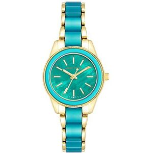 Anne Klein Dames hars armband horloge, goud/groenblauw, Goud/Teal
