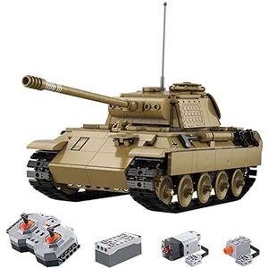 CELMAN Technic militair RC tank ""Panther"" (CADA Master C61073W), afstandsbediening model met Power Functies, 2,4 GHz, 907 onderdelen, klembouwstenen, bouwset, oplaadbare accu