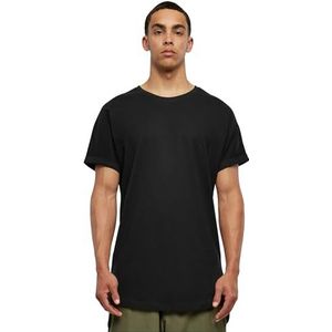 Urban Classics Heren T-shirt Long Shaped Turnup Tee, casual T-shirt voor mannen, lang gesneden, maten XS-5XL, zwart, 3XL