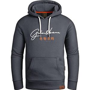 Grin&Bear Hoodie GEC703 Sweatjack voor heren, staalgrijs, L