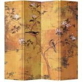 Fine Asianliving Kamerscherm Scheidingswand B160xH180cm 4 Panelen Vintage Bloesems Canvas Scherm Twee-zijdig Print Art 203-161