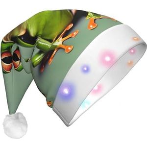 SSIMOO Grappige Groene Kikkers 1 Kerstfeest Hoed - Volwassen Gloeiende Kerstman Hoed Met Led Lichten,Feestelijke Feestaccessoires
