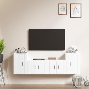 SMTSEC 4-delige tv-kast set hoogglans wit ontworpen hout