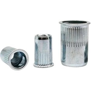 Schroefdraad-inzetmoeren, Platte verzonken klinkmoer 304 RVS koolstofstaal aluminium M3-M12 veelkleurig(A carbon steel,60pcs M8)