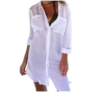SkyjOy Cover Ups Voor Vrouwen Strandkleding Tunieken Voor Strand Vrouwen Badpak Coverups Vrouw Badmode Strandkleding Strandkleding Mini Jurk Saida De Praia Badpak Cover Ups Voor Vrouwen (WH, S)
