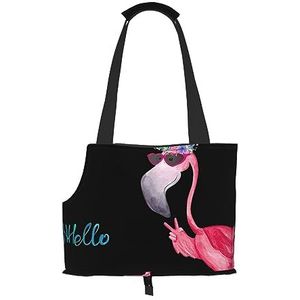 Hello Glasses Flamingo Pet Travel Tote Bag Met Pocket Veiligheid Voor Kleine Honden En Katten - Prachtig Print Ontwerp