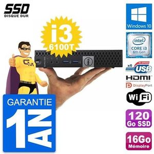 Dell Mini PC 3040 Micro Intel i3-6100T RAM 16GB SSD 120GB HDMI Windows 10 WiFi (Refurbis)