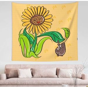 MYGANN Zonnebloempitten en zonnebloemen binnen en buiten muur decoratief wandtapijt 152 x 130 cm voor tafelkleden gordijnen bankhoezen