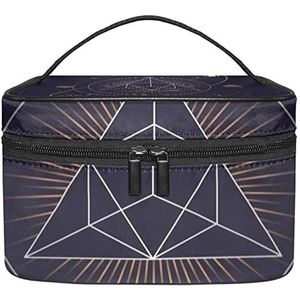 Make-up Organizer Bag, Reizen Make-up Tas Organizer Case Draagbare Cosmetische Tas voor Vrouwen en Meisjes Toiletries Geometrische Piramide Astrologicaltarot Card, Meerkleurig, 22.5x15x13.8cm/8.9x5.9x5.4in