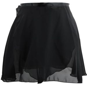 Wisebom Klassieke dans-portemonnee rok ballet portemonnee rok chiffon wikkelrok voor vrouwen in de taille verstelbare stropdas voor vrouwen, Zwart, L
