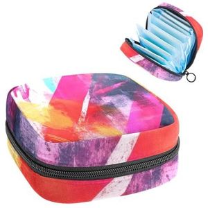 Kleurrijke moderne abstracte achtergrond maandverband opbergtas grote menstruatie cup zakje met rits, menstruatie pads tas winkel panty voeringen tampons voor meisjes vrouwen
