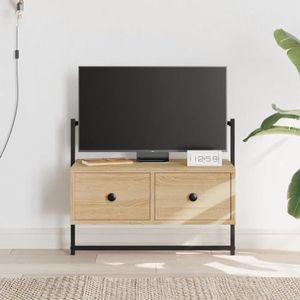 AUUIJKJF Entertainmentcentra en tv-standaards TV-meubel Wandmontage Sonoma Eiken 60,5x30x51 cm Engineered Houten Meubels