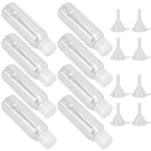 8 Stuks Transparante Lege Plastic Reisflessen met Trechters, Ideaal voor Parfumlotion, 100 Ml Capaciteit
