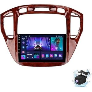 Android 14.0 2 Din Autoradio 9"" Touchscreen Auto Stereo voor Toyota Highlander 2000-2007 met Draadloze Carplay Android Auto GPS navigatie AHD Omgekeerd beeld Stuurwielbediening(Red,P1(1G+32G))