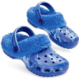 CityComfort Winterklompen met sherpa-voering, pantoffels voor meisjes en jongeren, pantoffels voor kinderen, afneembare bedels, cadeaus voor kinderen, Tie Dye Blauw, 29 EU