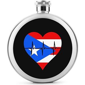 Love Puerto Rico Heartbeat heupfles 5 oz lekvrije drankfles roestvrij staal wijnfles voor bruiloft feest geschenken