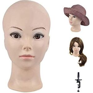 Ba Sha Training Hoofd Cosmetica Mannequin Hoofd Kale Mannequin Hoofd Voor Pruiken Maken Pruik Display Hoed Display Bril Display met Gratis Klem