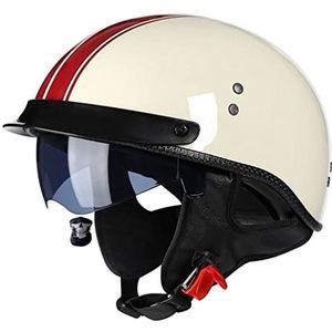 Motorfiets Half Helm Retro Motorhelm Half Shell Helm met ECE Scooter Helm Cruiser Chopper Volwassen Mannen Vrouwen Motorfiets Jet Helm met Vizier