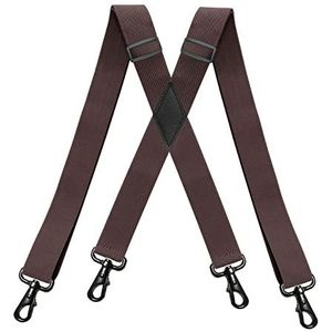 X Form bretels voor zwaar gebruik 3,5 * 120 cm mode brede heren jarretel zwarte haak gesp 4 clips stretch mannelijke jockstrap werk beugels heren accessoires(Coffee)