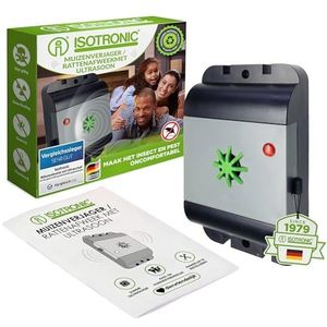 ISOTRONIC muizenverjager/rattenverjager met ultrageluid, testwinner elektronische ongedierteverjager voor huis, kelder, tuin, verjaagt muizen en ratten zonder chemicaliën en muizenval (1) (1)