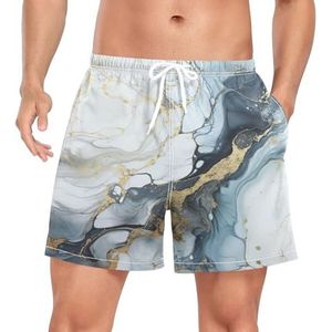 Niigeu Naadloze Marmeren Krassen Witte Mannen Zwembroek Shorts Sneldrogend met Zakken, Leuke mode, XL