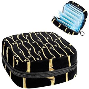 Maandverband Opbergtas,Draagbare maandverband Opbergzak,Bamboe vormen, Meerkleurig, 4.7x6.6x6.6 in/12x17x17 cm