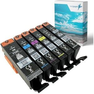 realpaper Bundel 6 originele Canon Setup inktpatronen PGI-530 CLI-531 XL geschikt voor de printer Canon PIXMA TS8750 TS8751 + 25 vellen fotopapier