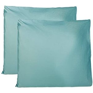 Paar kussenslopen 100% Pure katoen 65x65 CM, Set van 2 Bed Kussen Stoffen Gemaakt in Italië, Tassluiting, Solid Color, Standaard Maat met - Donkergroen