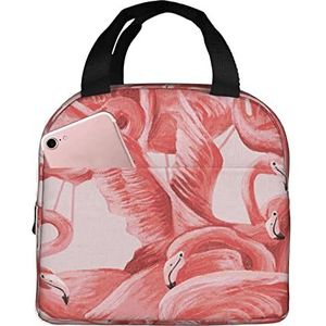 JYQCNSMJYB2 Flamingo Print Lichte Duurzame Tote Bag voor Kantoorwerk School Geïsoleerde Lunchbox voor Vrouwen en Mannen