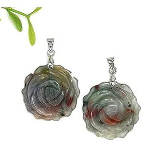 25mm Rose Flower Hanger Natuurlijke Genezing Kristalsteen Kettingen Kralen Voor Energie Amulet Sieraden Maken Accessoire DIY Geschenken-Bloedsteen-10 Stuks