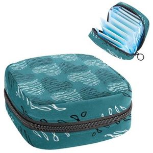 Maandverband Opbergtas, Menstruatiecup Pouch Tampon Bag, Menstruatie Pads Houder Organizer voor Vrouwen Meisjes, Retro Abstract Liefde Hart Patroon