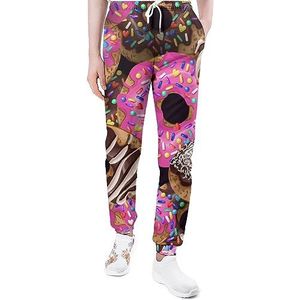 Regenboog Donuts Joggingbroek voor Mannen Yoga Atletische Jogger Joggingbroek Trendy Lounge Jersey Broek 2XL