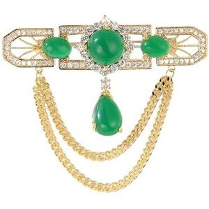 Vintage Hofstijl met groene Zirkonia diamanten medaillon broche glanzende kwast sieraden wasknijper