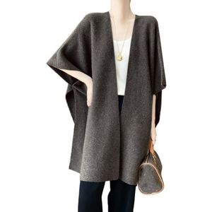 Ailaile - Gebreide Poncho - Mokka Bruin - 100% Merino Wol - Dames