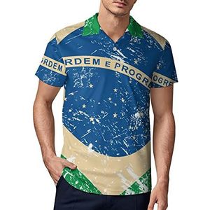 Brazilië Retro Vlag Mannen Golf Polo-Shirt Zomer Korte Mouw T-Shirt Casual Sneldrogende Tees 5XL