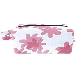 Make-up tas,draagbare cosmetische tas,abstracte roze bloem,Travel Makeup Case Organizer voor vrouwen met handvat