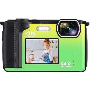 Dual Screen 64MP Fotografie Camera Selfie Recorder 4K UHD Vlog Camcorder 16X Zoom Compact Camera Live Streaming Webcam HD camera (Color : With 128G, Size : With 2 Batteries-03)