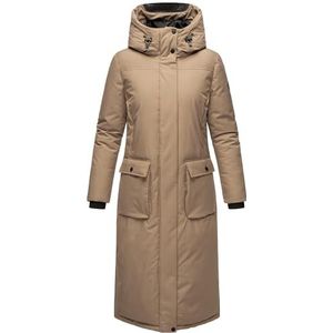 Navahoo Dames winterjas warme mantel extra lang met capuchon Wolkenfrost XIV XS-XXL, Taupe grijs, S