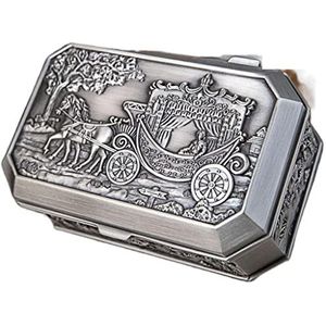 Opbergdoos Voor Sieraden Retro Kasteel Vintage Trinket Sieraden Case Met Zinklegering Prachtige Relief Metalen Sieraden Organizer Box. Dames Opbergdoos (Color : B, Size : 13x8.5x5.2cm)