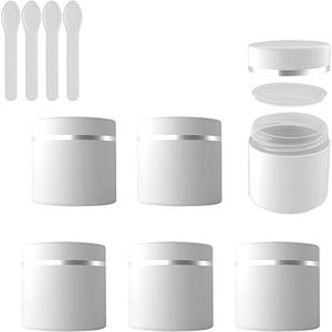 cosmetische potten Pak van 24, lege 50 ml dubbelwandige matte witte plastic cosmetische potten met zilveren rand, gezichtscrème containerpot