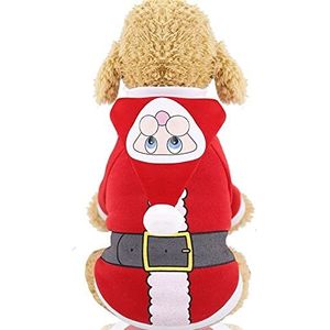 Huisdier kleding Kerstmis huisdier kostuum voor kleine honden katten winter puppy kat kleding chihuahua Maltees truien hond hoodie jas (kleur: rode riem, maat: XS)