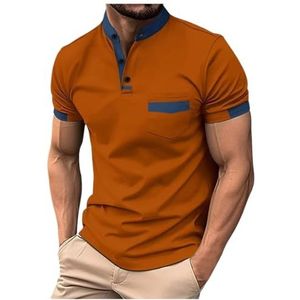 Heren shirt met korte mouwen heren T-shirt zomer sportieve kleding korte mouw knop top blouses casual pullover mannelijke T-shirts voor vrije tijd, Kaki, 3XL
