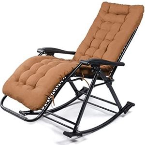 GEIRONV Vouwingsstoel met schommel, met verwijderbare stoellounge stoelen ondersteunen 380 pond Zero Gravity Patio verstelbare recliner Fauteuils (Color : Brown)
