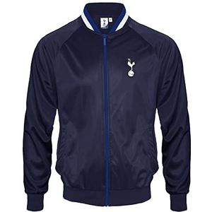 Tottenham Hotspur FC - Retro trainingsjack voor mannen - Officieel - Clubcadeau - Marineblauwe streep kraag - XL